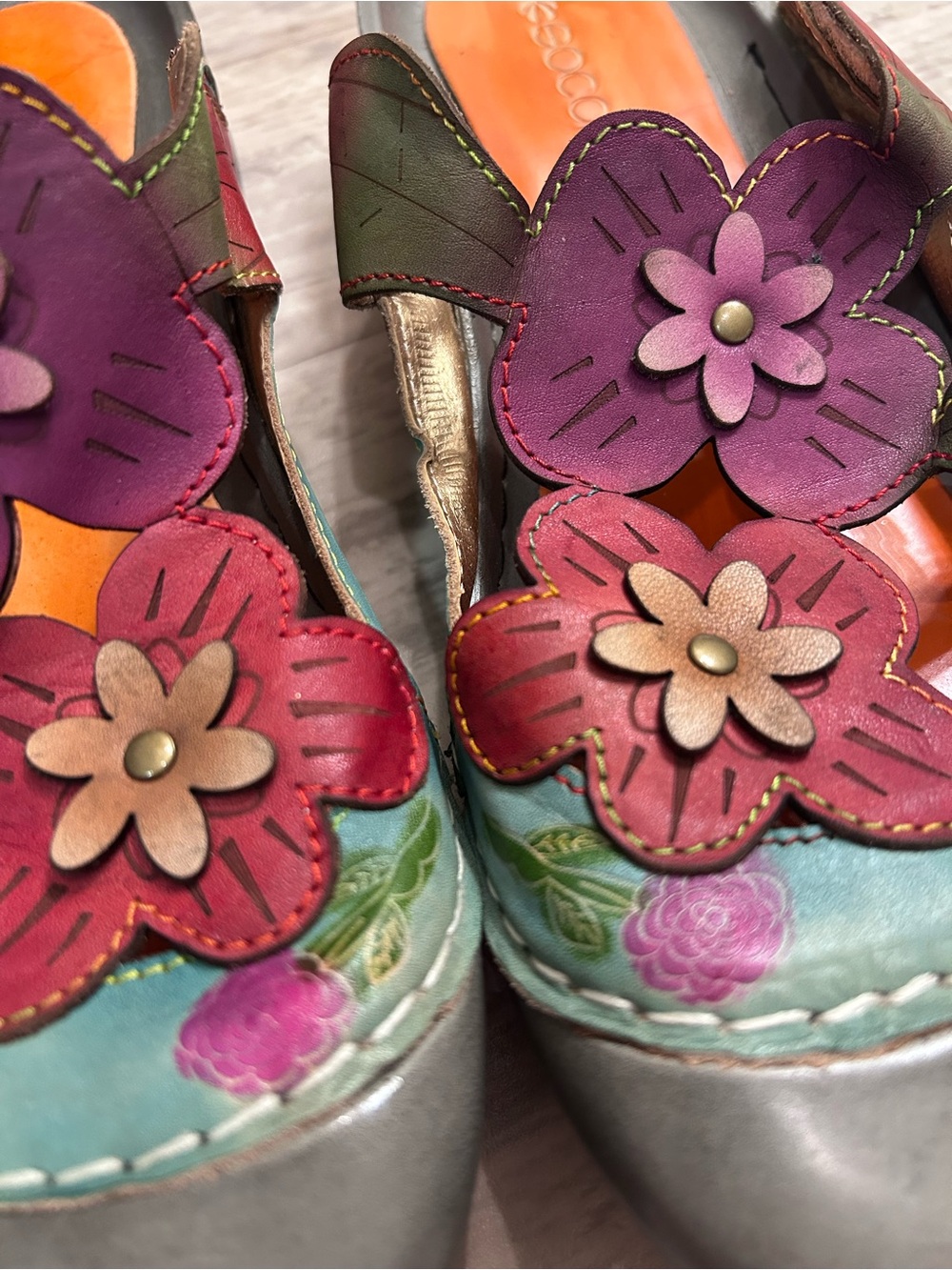 Socofy Colorful Floral Slip On Mules - Picture 2 of 9